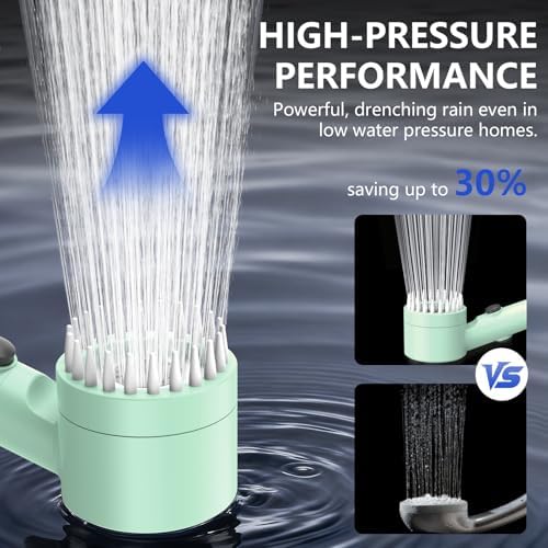 Filtered Shower Head with Handheld, High Pressure Water Flow and Multiple Spray Modes Shower Head with Filter, Power Wash for Hard Water, Showerhead with ON/OFF Switch for Pets Bath (Green) - Image 2