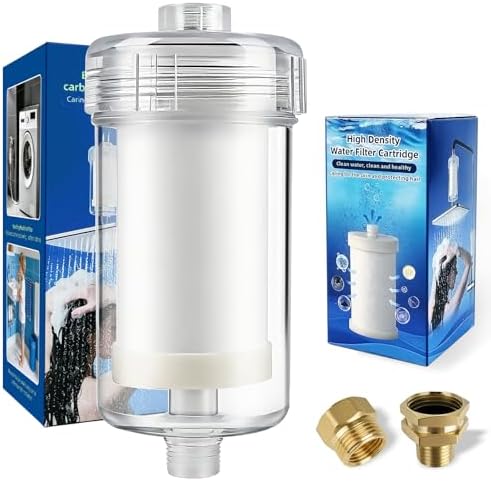 Visible Water Filter for Shower + 1 Replacement Cartridge, Washing machine filter, 1 micron Carbon Filter, 99% Removal of Chlorine, Fluoride, Heavy metal, Odor, Improves Skin Condition, Protects hair by Unknown