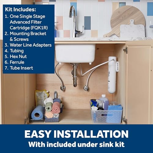 GE Single Stage Under Sink Water Filtration System, Reduces 95+ Impurities Including Lead, Chlorine, Arsenic, & PFOA/PFOS, Easy Installation with Included Kit, Twist & Lock Design, GXK140TNN - Image 3