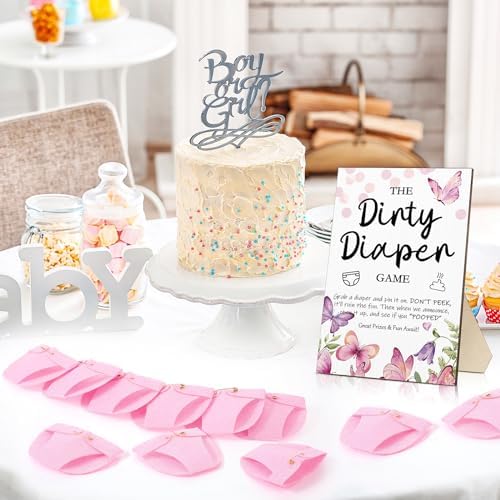Roowest 51 Pcs Dirty Diaper Baby Shower Games, Pink Butterfly - Image 6