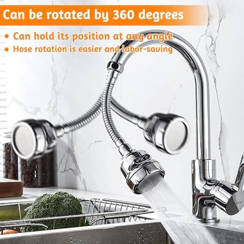 3 Pieces Kitchen Tap Head Fucet Aerator, 360 Degree Rotatable 3 Mode Adjustable Faucet Extender Kitchen Faucet Head Replacement for Bathroom Kitchen - Image 5