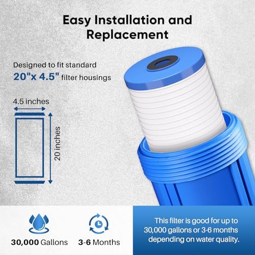 PUREPLUS 5 Micron 20"x4.5" Whole House Grooved Sediment Water Filter 2 Pack - Image 6