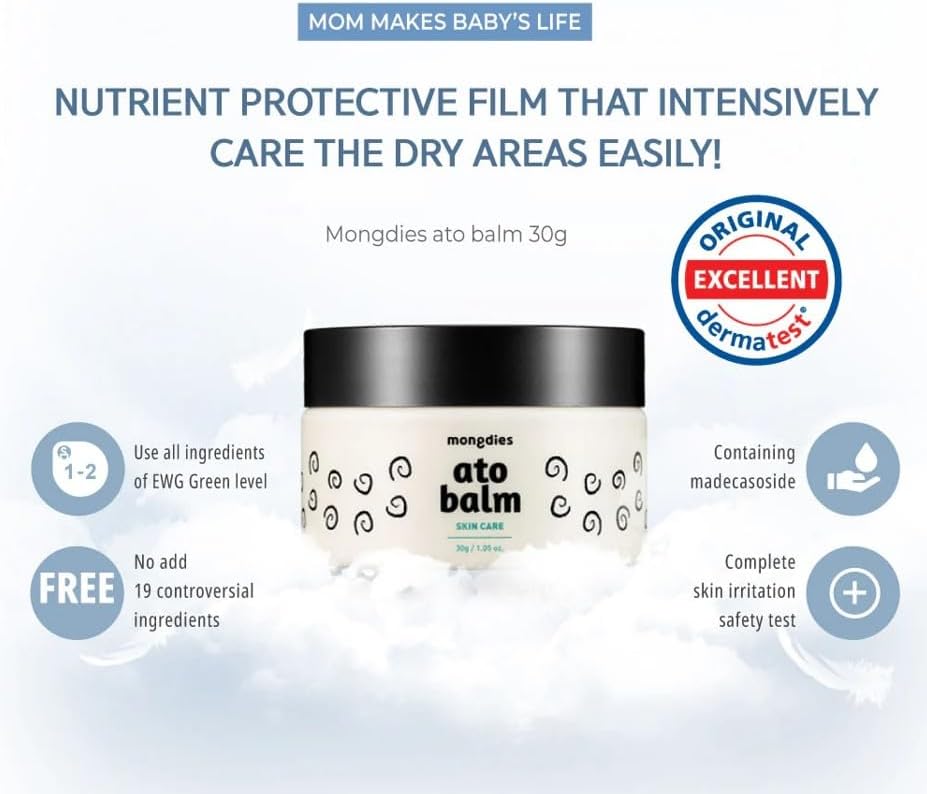 Mongdies Baby Ato Balm | Intensive Moisture Barrier Balm for Dry Sensitive Skin | Non Sticky Ceramide Balm with Plant Oils | For Cheeks Hands & Dry Areas | Vegan EWG Green | 1.05 oz | 2 Pack - Image 3