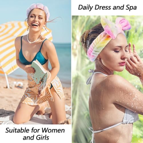 VELSCRUN Spa Headband, Makeup Face Wash Skincare Headbands, 6 Pcs Deep Colorful Sponge Bow Tie Get Ready HairBand Facial Wristband Set, Stuff for Teen Girls Women Trendy Fashion Hair Accessories - Image 5