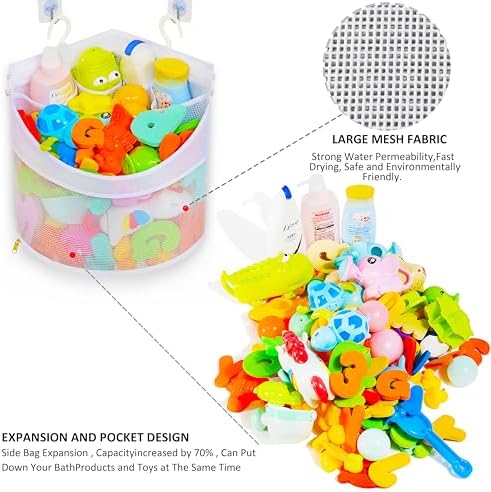 Ligereza Baby Bath Toy Organizer, Quick Drying, bath toy holder, Large Capacity Multi Use Shower Caddy (White) - Image 3