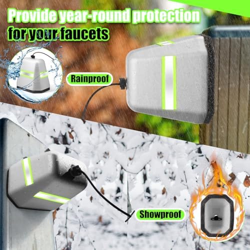 Aurelema 6 Pack Reflective Foam Faucet Covers Winter Freeze Protection for Outdoor Spigots Valves and Sprinklers Easy Install Insulation for Cold Weather Protection - Image 5