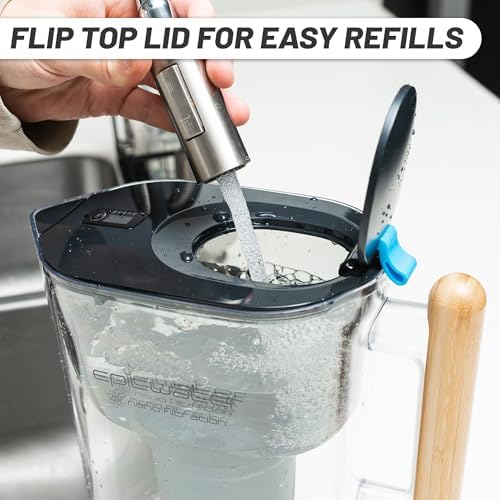 Epic Nano XP | Water Filter Pitchers for Drinking Water | 10 Cup | 150 Gallon Filter | Gravity Water Filter (Black & Bamboo) - Image 6