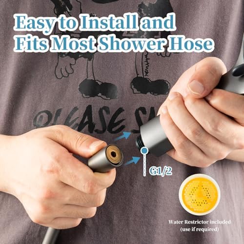 OFFO Handheld Shower Head, 6-Mode High Pressure Handheld Sprayer High Flow Large Powerful Boosting Handheld Showerhead for Low Water Pressure,Charcoal Grey - Image 6