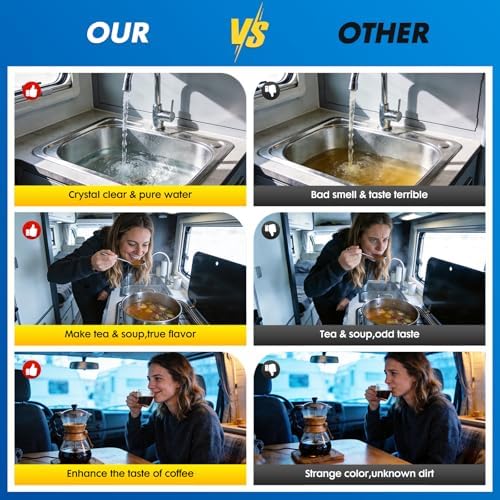 RV Water Filter System,0.01 Micron Camper Water Filter System, 5-Stage RV Water Filtration System Reduces Sediments, Chlorine, Vocs, Heavy Metals, Odors for Travel Trailers, Boats, 1" Inlet/Outlet - Image 3