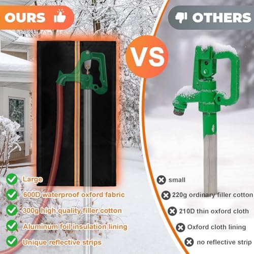 Outdoor Faucet Cover for RV Park & Yard Hydrant 25"x13" Waterproof Extended Spigot Insulated Water Faucet Cover Large Freeze and Heat Protector for Winter Outside Garden Lawn Backflow Sprinkler System - Image 5