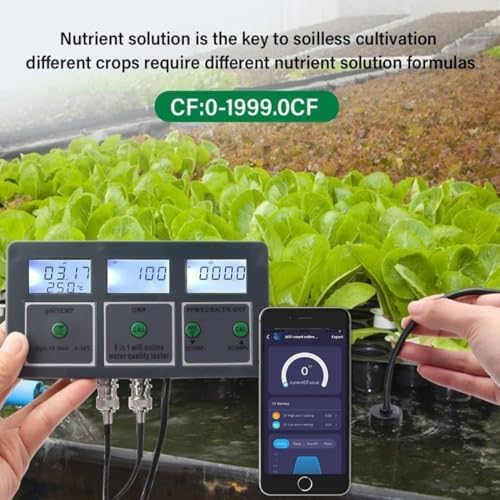 Smart Water Quality Detector, Data Logger Temp TDS Salinity S.G. EC ORP Water Tester Monitor Analyzer, Aquarium Water Quality Tester Digital Meter, WiFi PH Meter, for Aquariums Pools Hydroponics - Image 7
