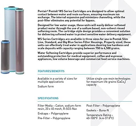 Pentair Pentek WS-10 Water Softener Cartridge, 10" x 2.5", 750-Grain Cation Resin for Scale Reduction in Coffee, Espresso and Beverage Equipment - Image 2