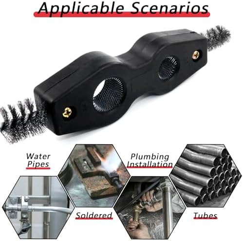 4 in 1 Copper Tubing Brush, 1/2 in and 3/4 in Copper Pipe Cleaner, Stainless Steel Coppers Tubing Wire Brush Cleaning Inside and Outside Thread, for Plumbing Installation, Soldering - Image 3