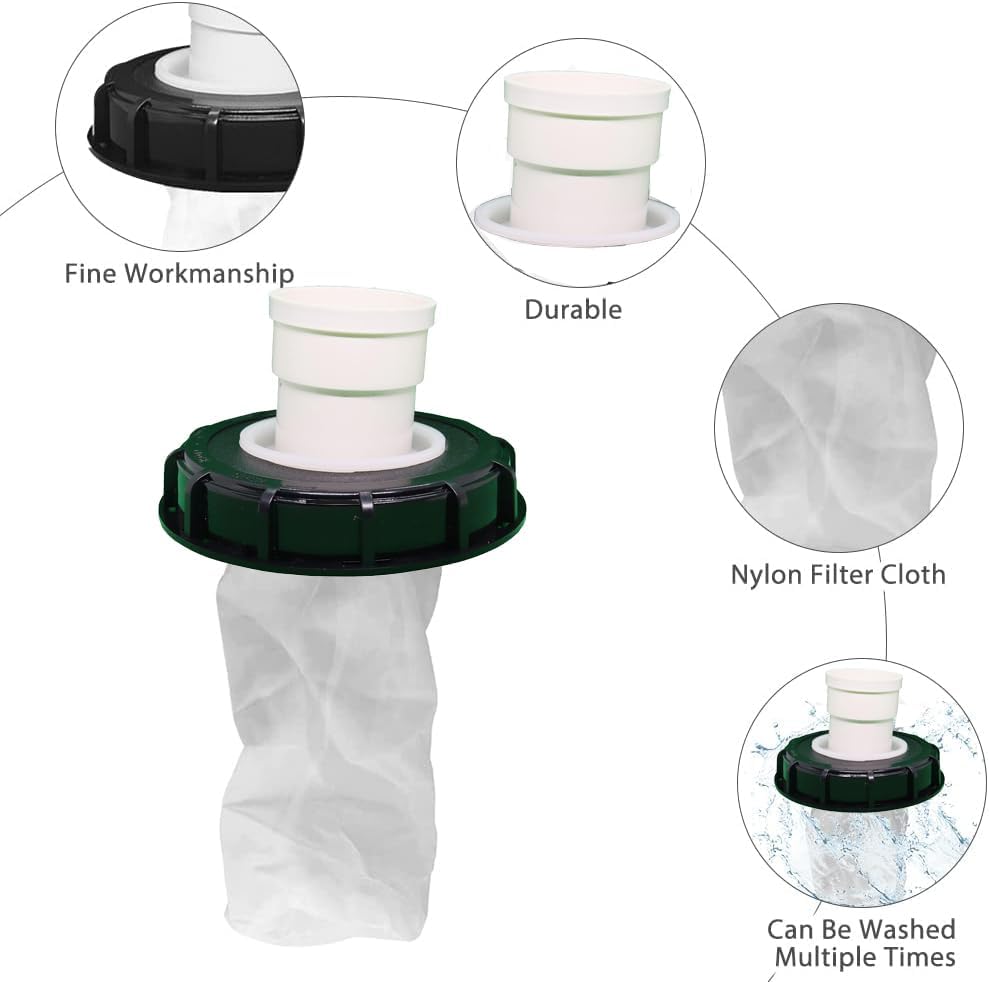 samou IBC Lid Filter 165 mm Straight Ton Barrel Cover with Nylon Washable IBC Tank Lid Filter for mounting on IBC Container Rainwater Tank IBC 1000 Liters DN150 - Image 3
