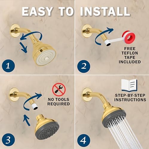 Aqua Elegante Pressure Boosting Shower Head - 1.8 GPM - Polished Brass - Image 5