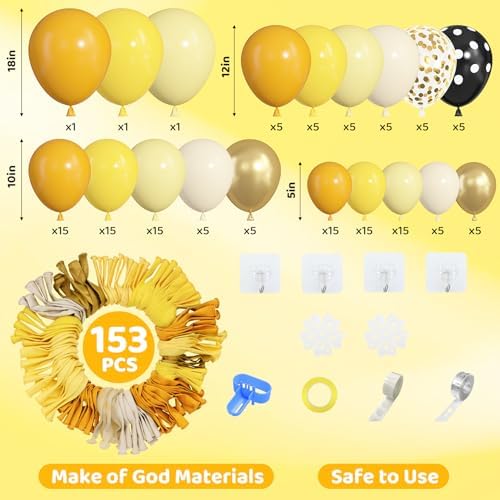 Amandir 153pcs Bee Balloon Arch Garland Kit Different Sizes - Image 3