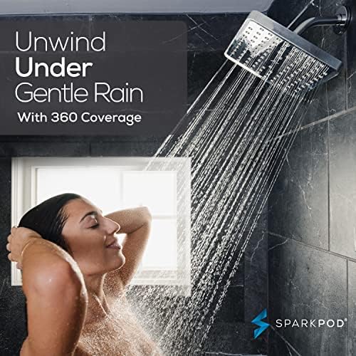 SparkPod Rain Shower Head, 8 Inch Square, Luxury Polished Chrome Finish - Image 4