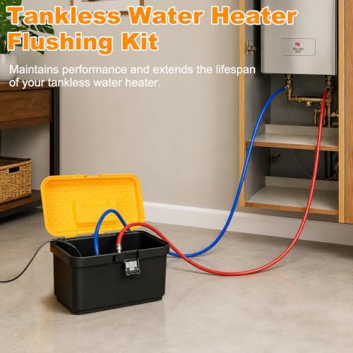 Tankless Water Heater Flushing Kit: Brushless Pump, 2×6' Hoses & Toolbox - Image 2