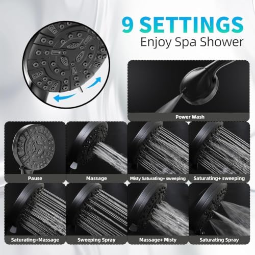 BESAQUO 9 Functions High Pressure Handheld Shower Head with Power Wash - Image 4