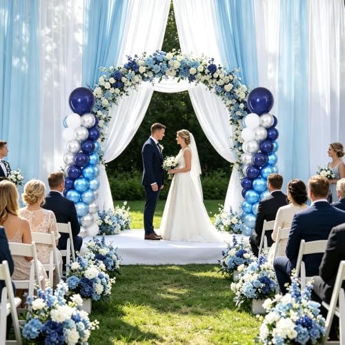Navy Blue and Silver White Balloon Column Stand Kit Set of 2 for Floor - Image 7