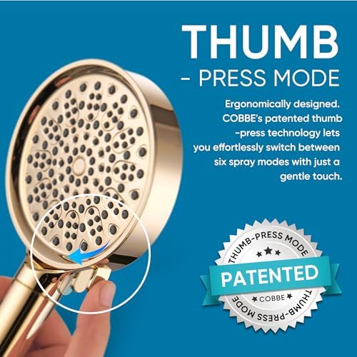 Cobbe Filtered Shower Head with Handheld, High Pressure 6 Spray Mode Showerhead with Filters, Water Softener Filters Beads for Hard Water - Remove Chlorine - Reduces Dry Itchy Skin, Egyptian Gold - Image 3