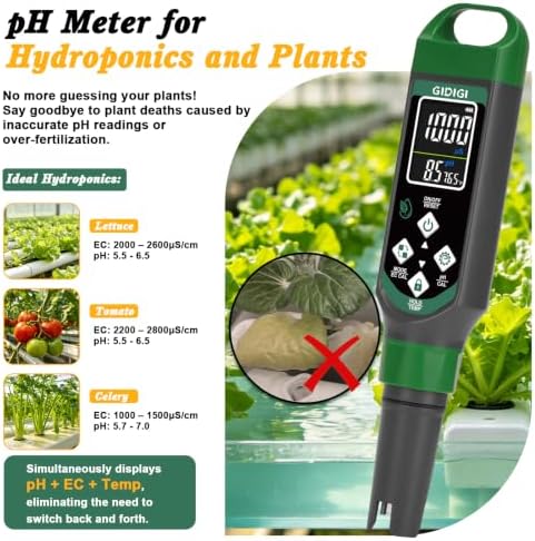 Hydroponic Nutrient Tester pH Meter, Digital TDS PPM Meter for Water - Image 2