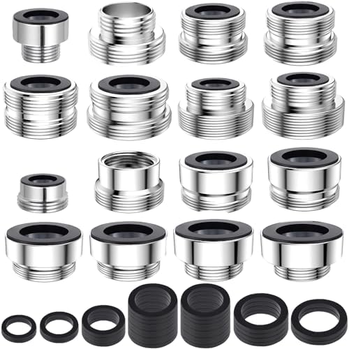 16 pcs Faucet Adapter Kit, CNYMANY Kitchen Aerator Adapter Set Male Female M22 Sink Faucet Adapter Connecting Garden Hose Water Filter Standard Hose via Diverter by CNYMANY