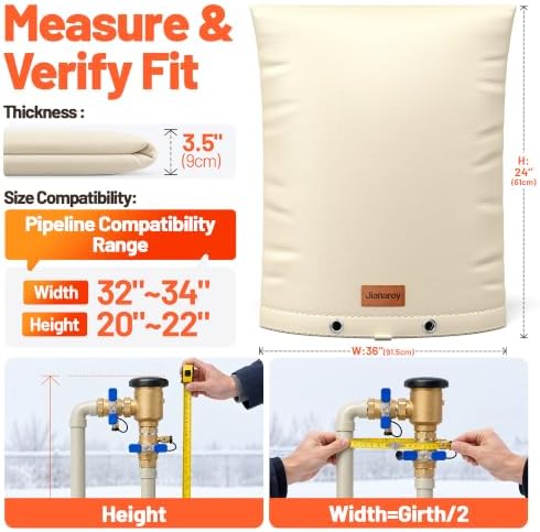 Backflow Preventer Insulation Cover 36" x 24" Pipe Covers for Outside Khaki - Image 6