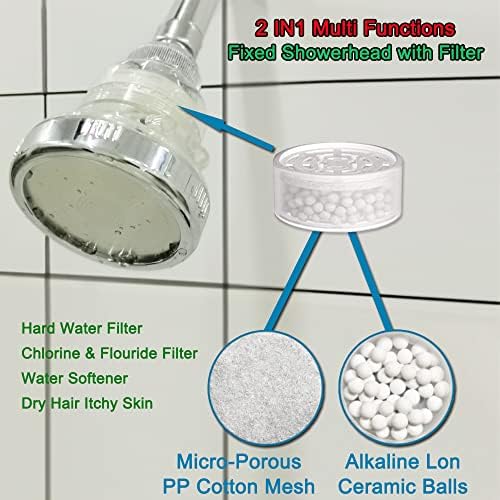 AYI 2 in 1 Vitamin C Filtered Fixed Shower Head High Pressure Purifying Hard Water Softener Chlorine Flouride Filter Multi Modes Changeable Showerhead Fresh Dry Skin & Hair Loss - Image 3
