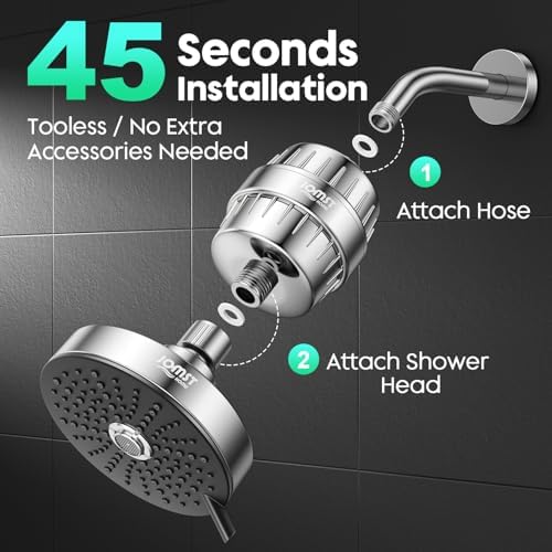 Shower Head with Filtered | 25-Stage Filtration & 3 Mode Spray | Filtered Shower Head Removes 99.945% of Chlorine & Heavy Metals | Anti-Chlorine - Silver - Image 6