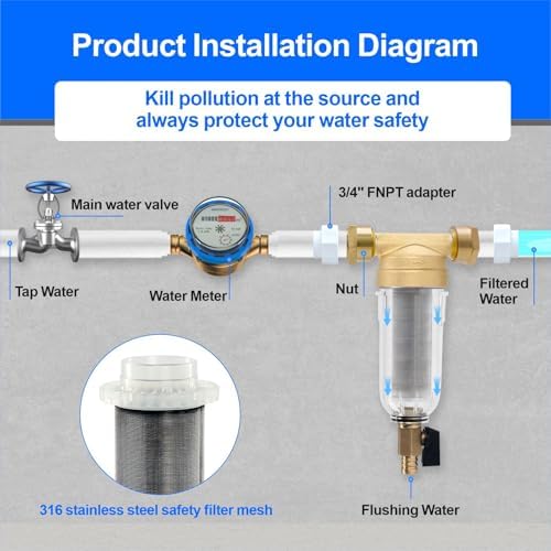 Spin Down Sediment Filter, 3/4 Inch Brass Whole House Pre-Filter - Image 2