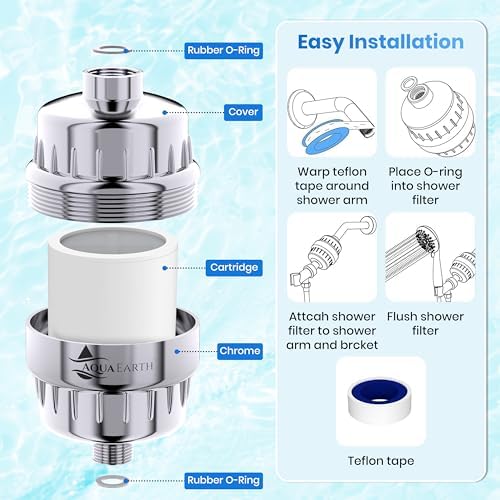 Aqua Earth Shower Filter for Hard Water, 20-Stage Vitamin C E Chlorine - Image 4