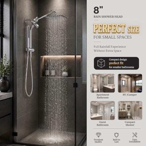 Veken All Metal Luxurious Rain Shower Head with Handheld,High Pressure Jet - Image 3