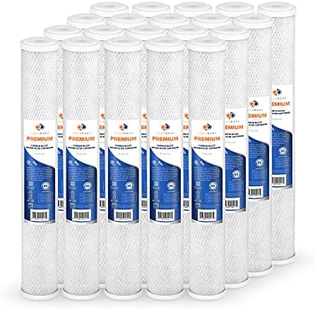 Aquaboon Premium 20 x 2.5 inch 5 Micron | Whole House Carbon Water Filter Replacement | Universal Coconut Shell Cartridge for Whole Home | 20 Pack by Aquaboon