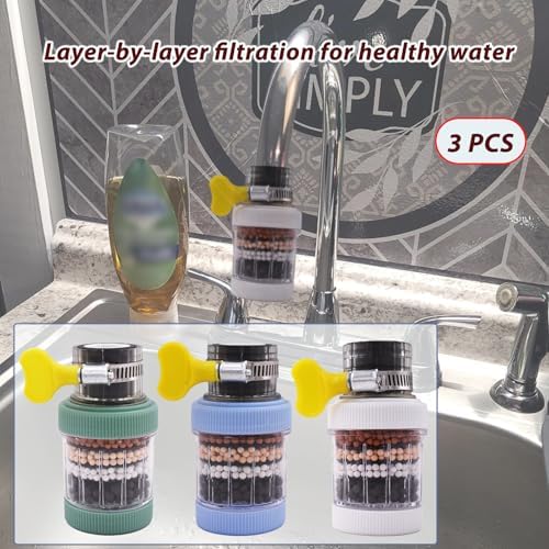 3 Pack Faucet Mount Filters,Faucet Water Filter for Kitchen,Activated Carbon Faucet Water Purifier Tap Filtration for Kitchen Bathroom Removes Chlorine Fluoride Heavy Metals Hard Water (Random Color) - Image 6