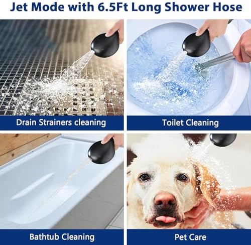 High Pressure 10 Setting Handheld Shower Head, 5" Detachable Showerhead Spray Built-in Power Wash to Clean Tub, Tile & Pets, 79" Extra Long Stainless Steel Hose, Adjustable Bracket - Oil Rubbed Bronze - Image 4