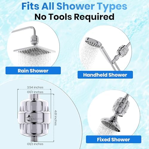 Aqua Earth Shower Filter for Hard Water, 20-Stage Vitamin C E Chlorine - Image 5
