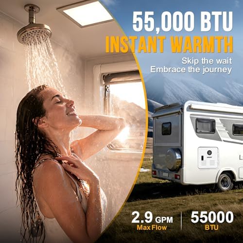 RV Tankless Water Heater 55,000 BTU, 2.9 GPM On-Demand Instant Hot Water, 12V DC, High Altitude Ready Up to 9,800ft, CSA Certified Energy Saving Heater for RVs and Campers - Image 3