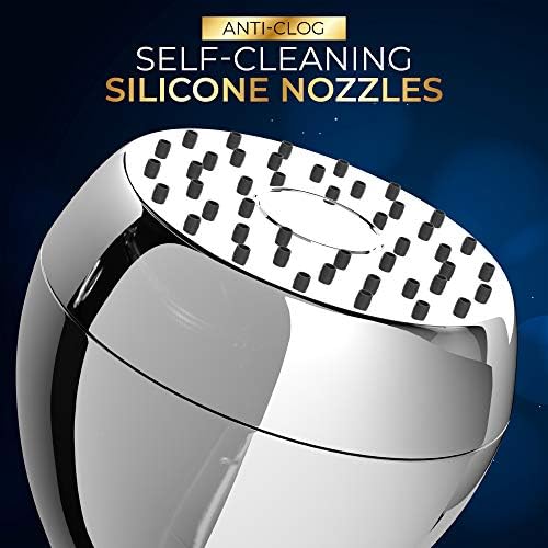High Pressure Shower Head - Powerful Deluxe Bathroom Showerhead with Strong Spray Stream and Small Silicone Nozzles - Universal Fit Works with High and Low Water Flow Showers (Chrome)-1.8 GPM - Image 4