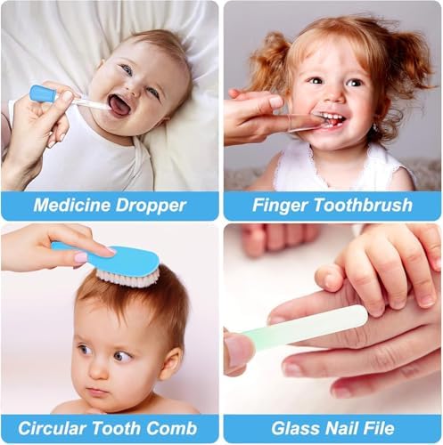 Baby Grooming Kit, Infant Safety Care Set with Hair Brush Comb Nail Clipper Nasal Aspirator,Baby Essentials Kit for Newborn Girls Boys (Blue) - Image 6