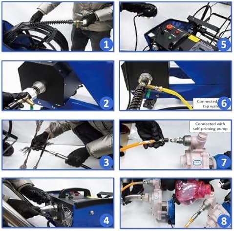 Oil Fume Duct Pipeline Cleaning Machine 220V Industrial Oil Stains Remover Dust Removal for Fume Exhaust 3.94-31.5 inch Pipe Diameter with 6pc Cleaner Brushes and 49.21 ft Flexible Shaft - Image 7