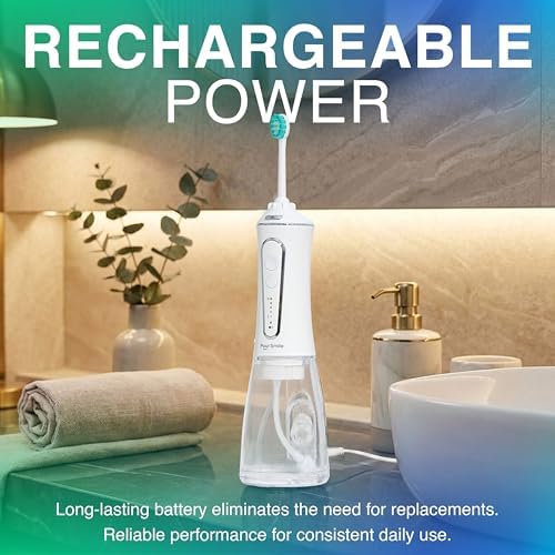 Professional Water Flosser - Advanced Dental Care for a Healthier Mouth, Gum, and Teeth - IPX7 Waterproof Oral Irrigator | 7 Replacement Tips, Travel-Friendly, Rechargeable - Oral Hygiene (White) - Image 4