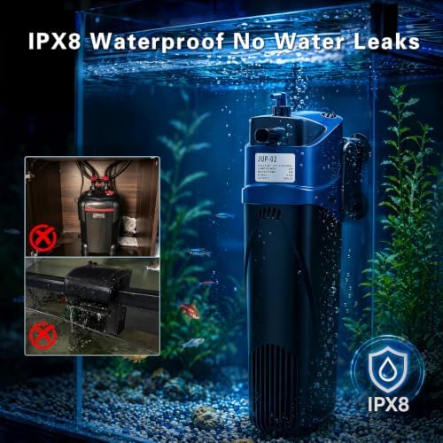 COOSPIDER Fish Tank Filter U-V Submersible Aquarium Filter 132GPH - Image 4