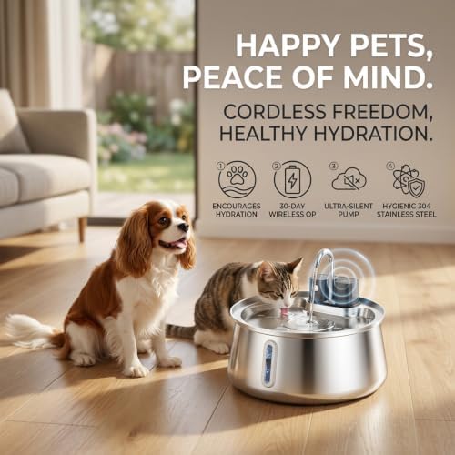 Water Fountain 4L Stainless Steel with Visual Water Level (4L/134oz) - Image 2