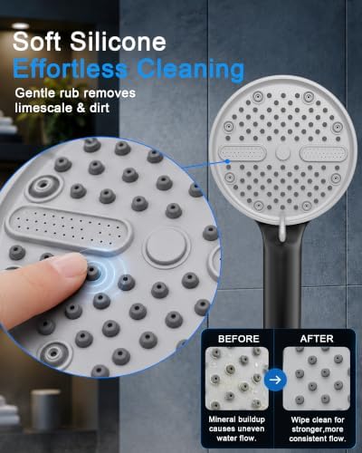 High Pressure Shower Head, Stick-on Low Mount Wall Bracket, Black - Image 5