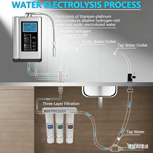 Alkaline Water Ionizer Machine, with 7 Water Settings,Ionized Water Machine, PH 3.5-10.5,Up to -500mV ORP, Auto-Cleaning,Intelligent Voice Silver - Image 6