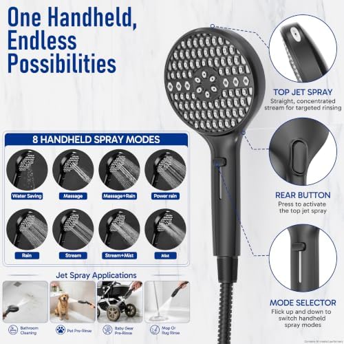Veken Filtered Shower Head with Handheld, Multi-pattern Rain Showerhead Set - Image 5