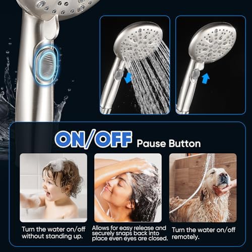 Cobbe 9 Spray Modes Handheld Shower Head, Water-Saving, Brushed Nickel - Image 3