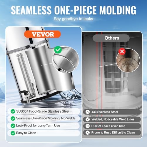 VEVOR Gravity-fed Water Filter System, 2.25G 304 Stainless-Steel Countertop System, Water Filtration System, Reduces Lead and up to 99% of Chlorine, with 2 Carbon Filters, Water Level Spigot, Stand - Image 3
