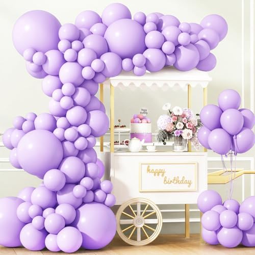 APLANET 150pcs Pastel Purple Balloon Different Sizes 18 12 10 5 Inches Light Lavender Purple Balloons for Birthday Wedding Baby Shower Engagements Anniversary Party, Arch Kit Decoration by ZJHAI